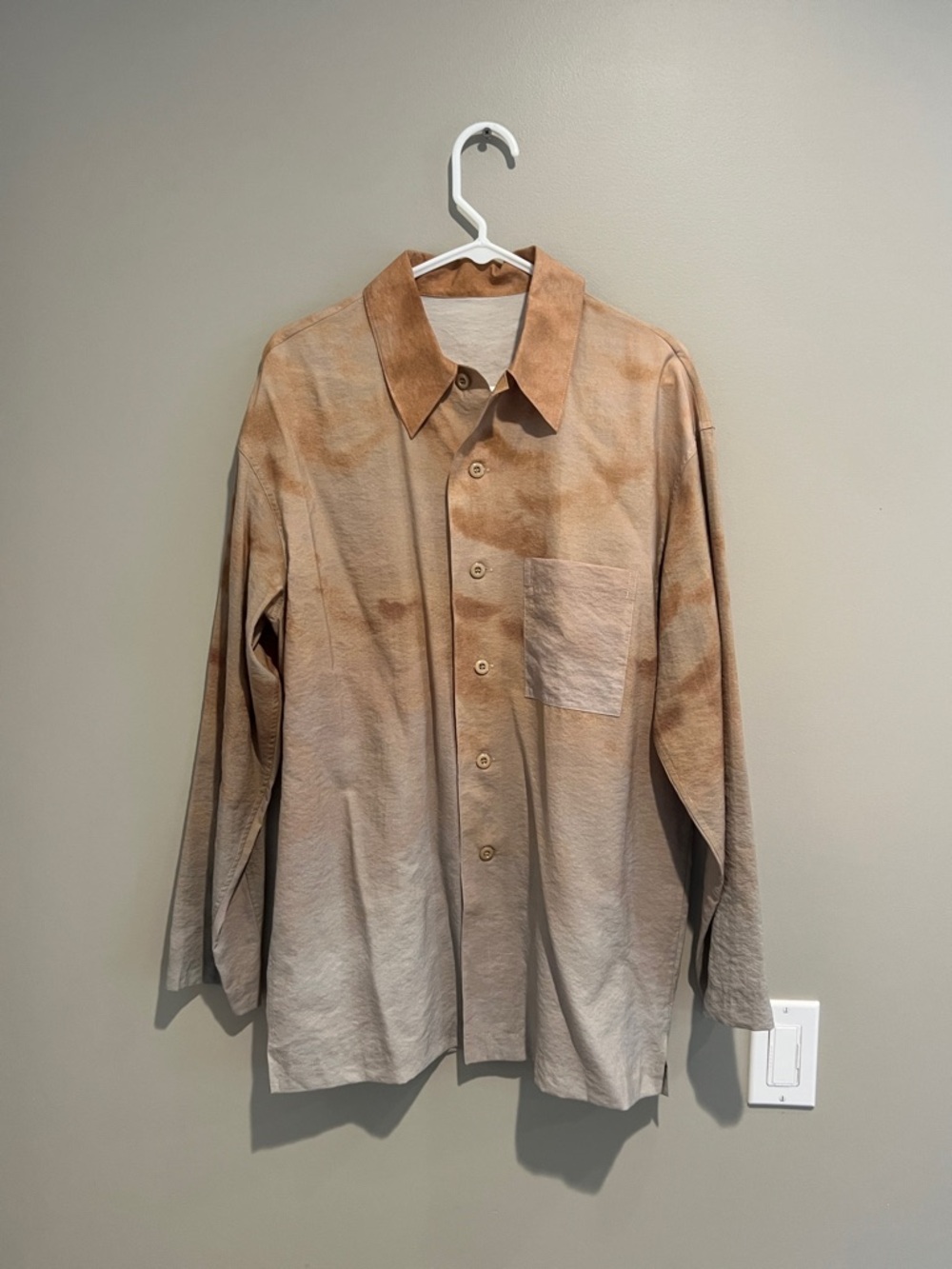Ombré Print Button-Up Dry Silk Shirt